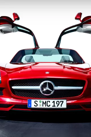 мерс, красный, крылья, Mercedes