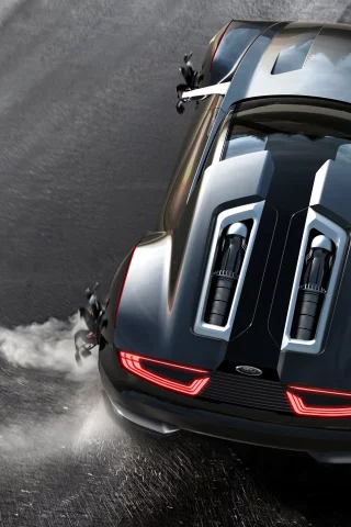 цвет, ford, concept, спорткар, чёрный, занос