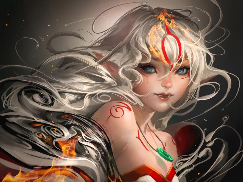 клыки, девушка, deviantart, арт, sakimichan, уши
