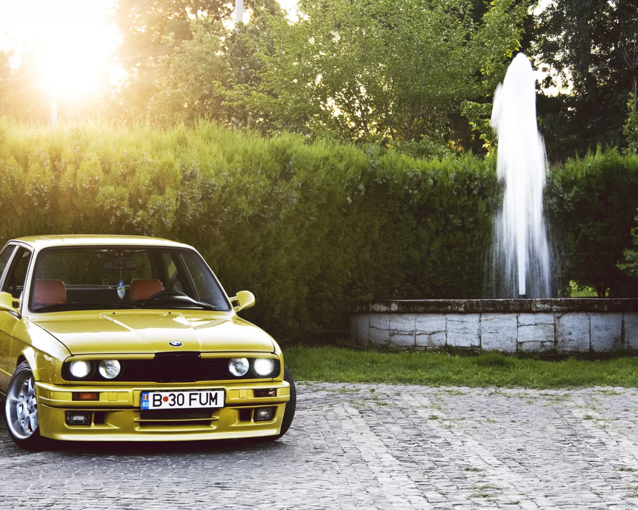 фонтан, m3, бмв, yellow, e30, bmw, жёлтый