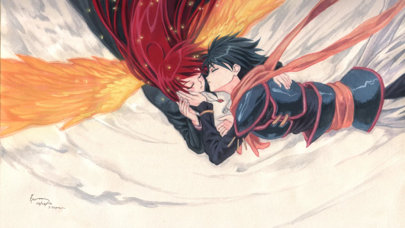 shana, поцелуй, shakugan no shana, любовь, yuji