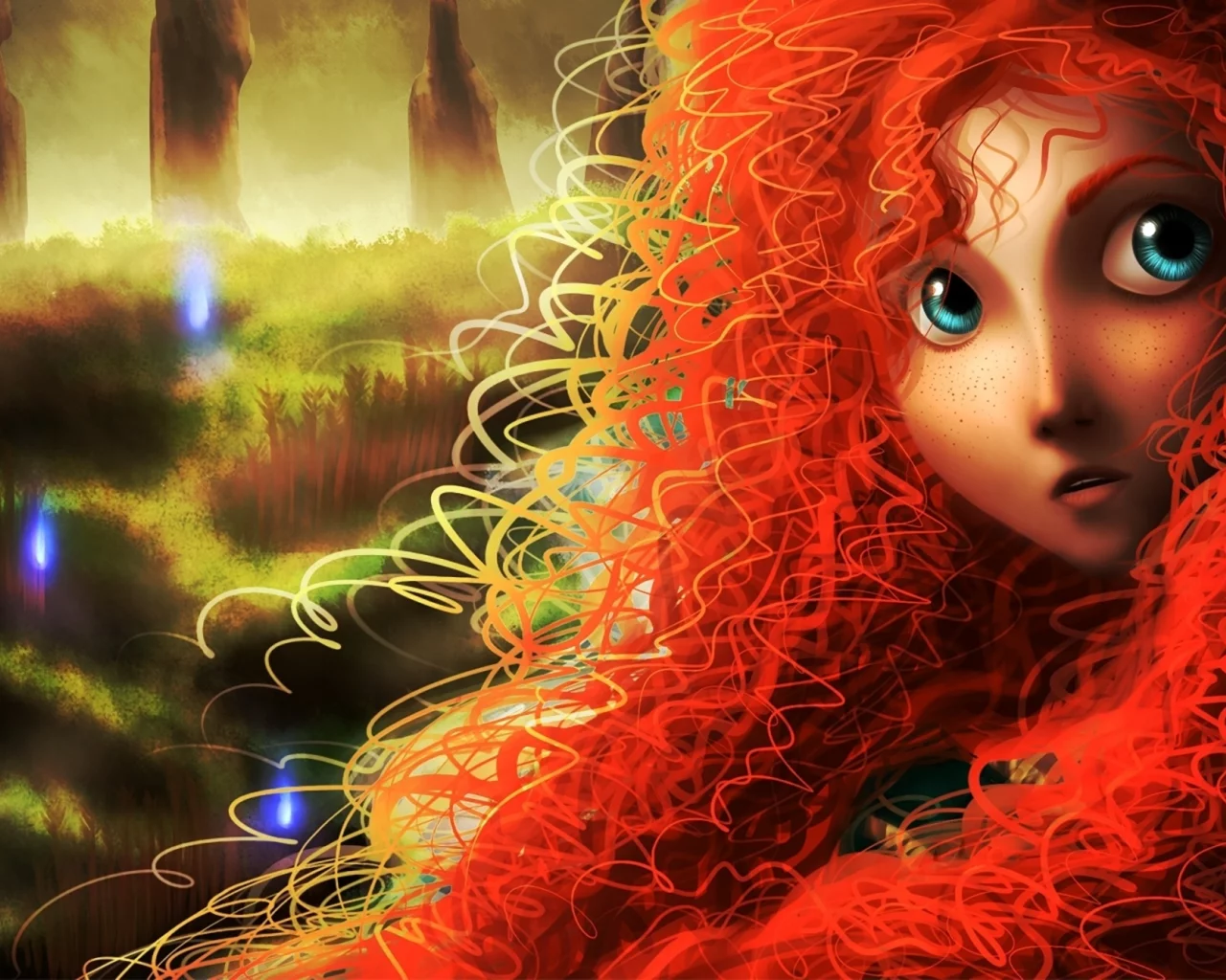 кудри, merida, арт, рыжая, девушка, brave