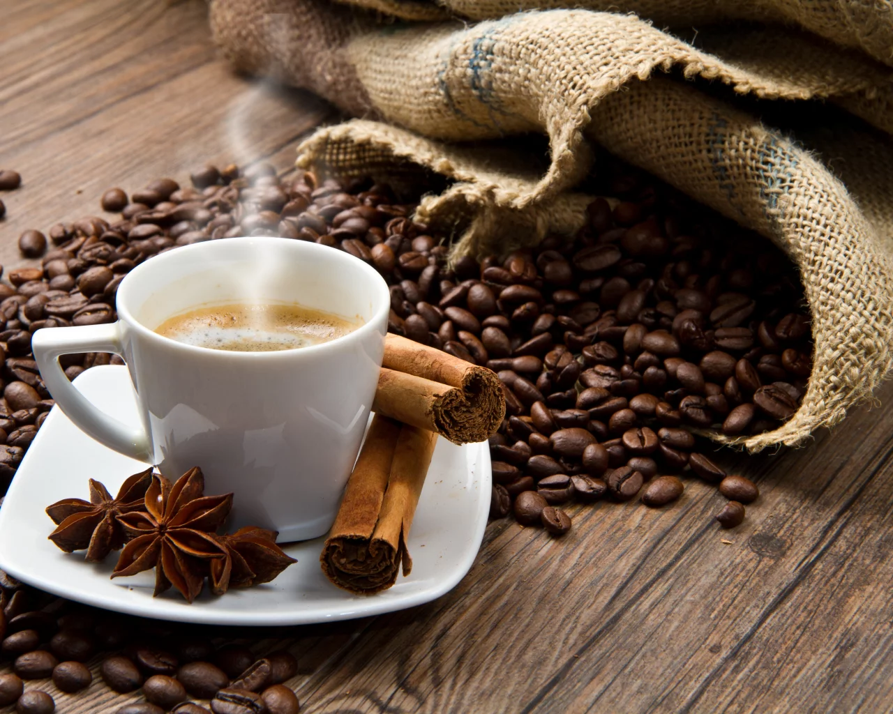 чашка, кофе, anise, coffee, зерна, анис