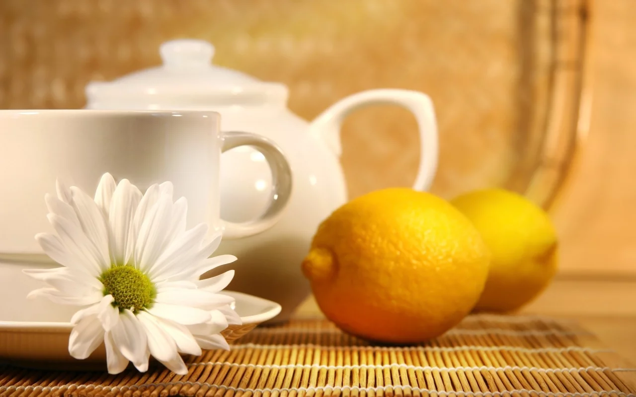 tea, ромашка, чашка, lemon, чай, лимон