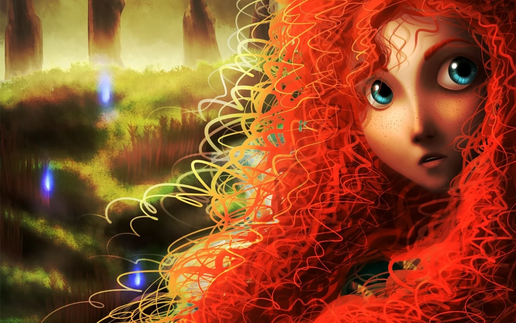 кудри, merida, арт, рыжая, девушка, brave