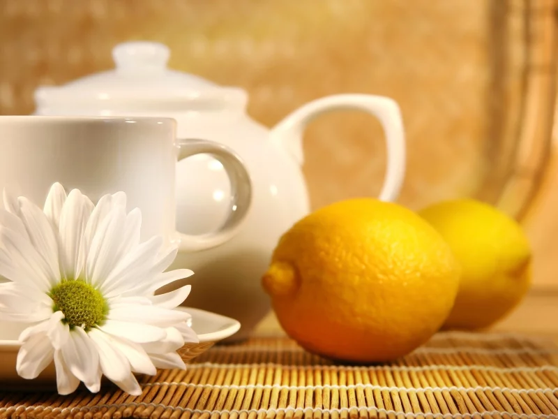 tea, ромашка, чашка, lemon, чай, лимон