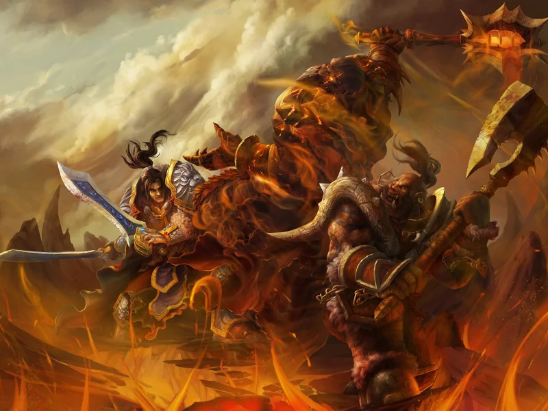 схватка, огонь, wow, world of warcraft, воины