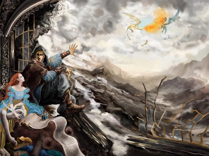 dovahkiin and his cronicler, tes 5, the elder scrolls v: skyrim