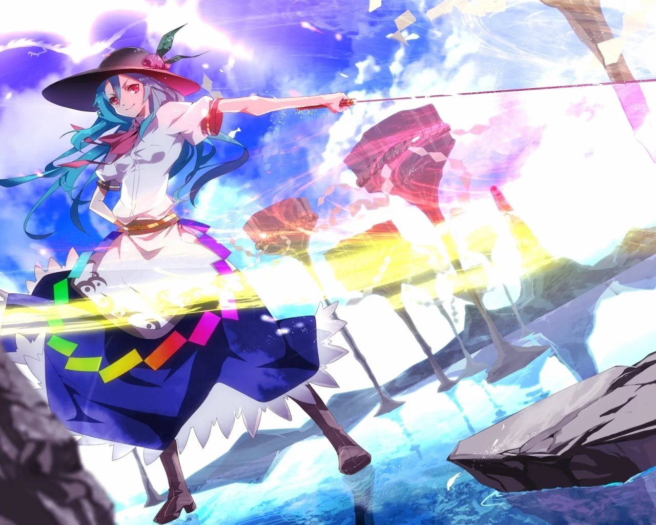 тенши хинанай, hinanawi tenshi, touhou, девушка