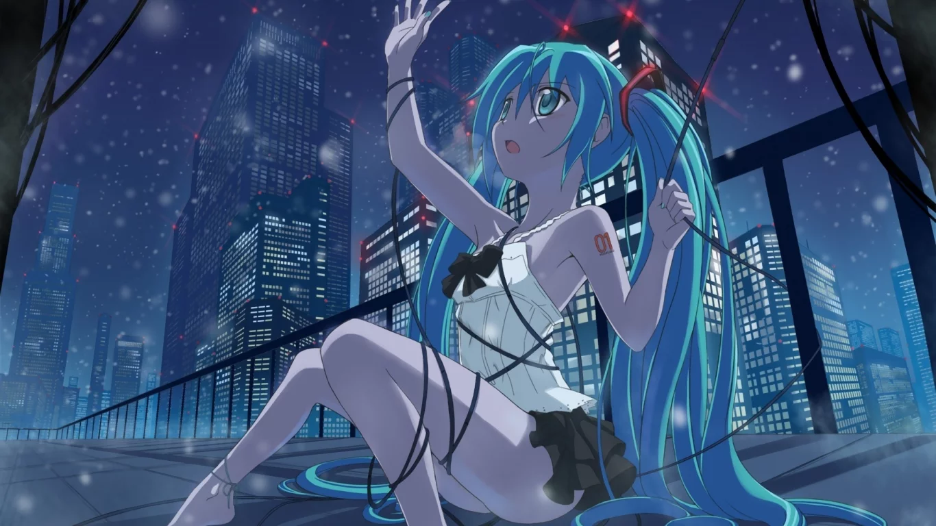 vocaloid, вокалоид, девушка, сидя, hatsune miku