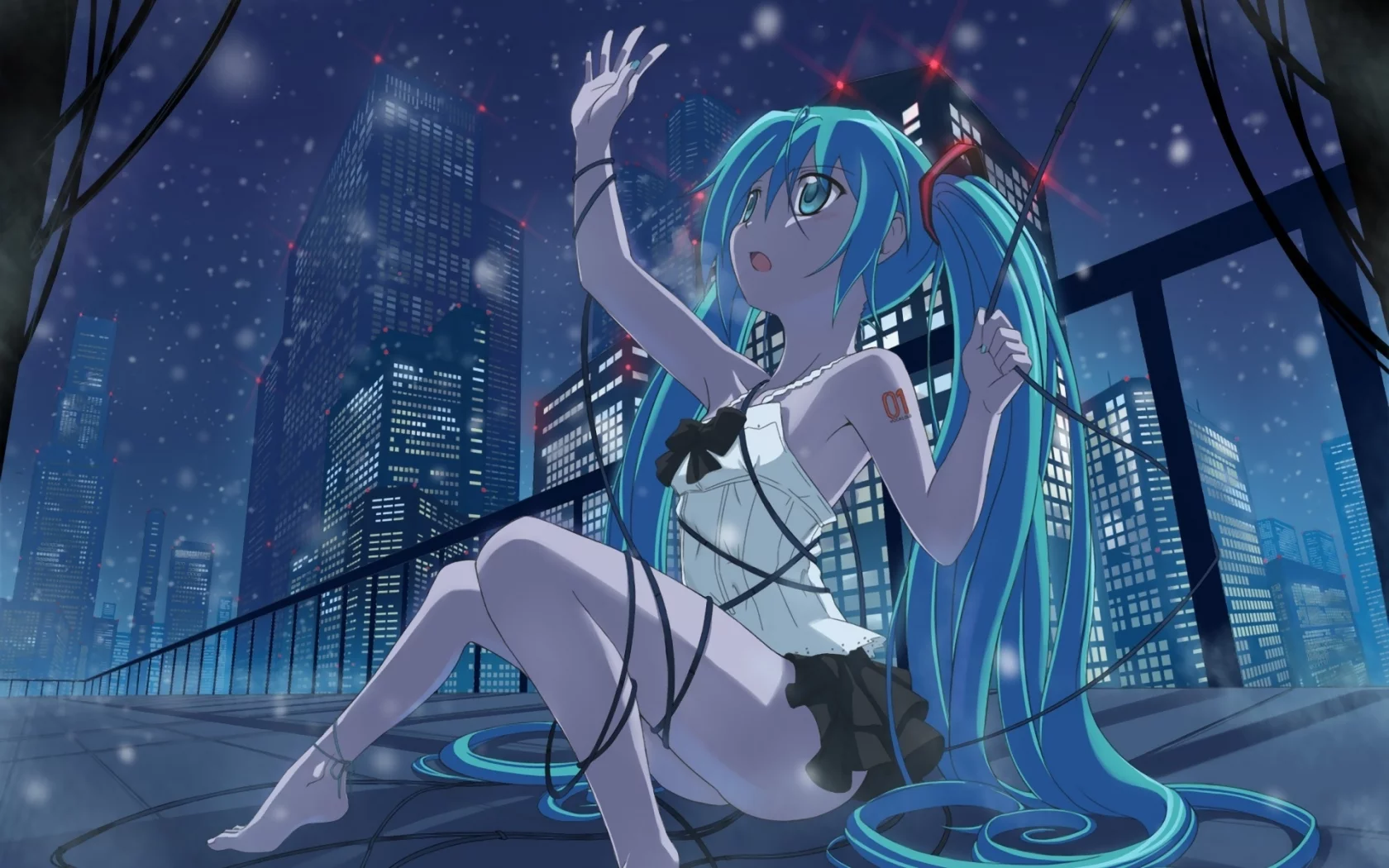 vocaloid, вокалоид, девушка, сидя, hatsune miku