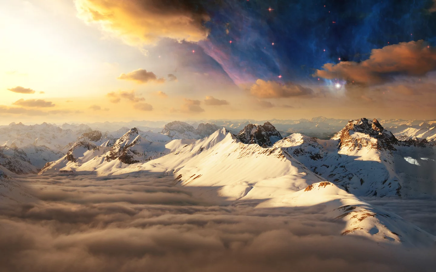 sky, mountains, clouds