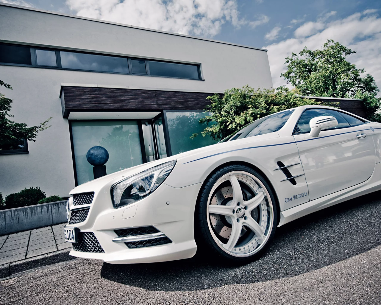tuning, clouds, graf weckerle, white, 2012 car, mercedes-benz, sl 500