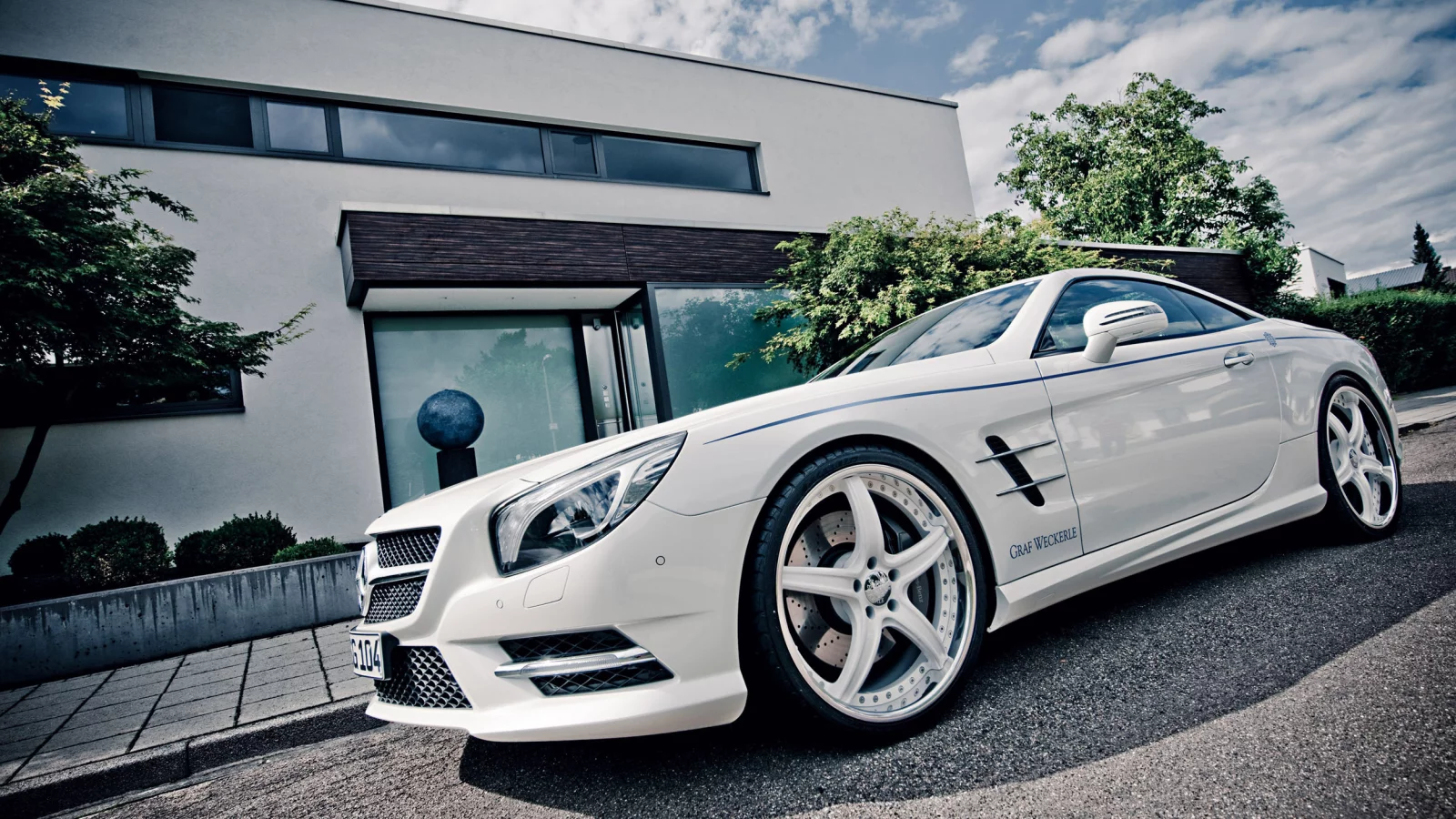 tuning, clouds, graf weckerle, white, 2012 car, mercedes-benz, sl 500