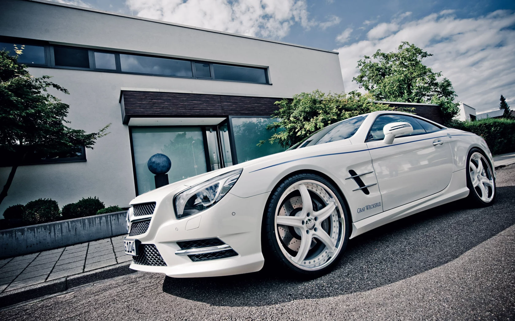 tuning, clouds, graf weckerle, white, 2012 car, mercedes-benz, sl 500