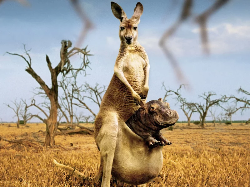 sun, kangaroos, twilight