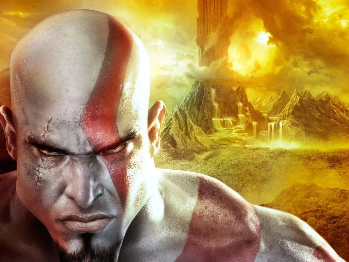 воин, глаза, взгляд, лысый, игра, god of war