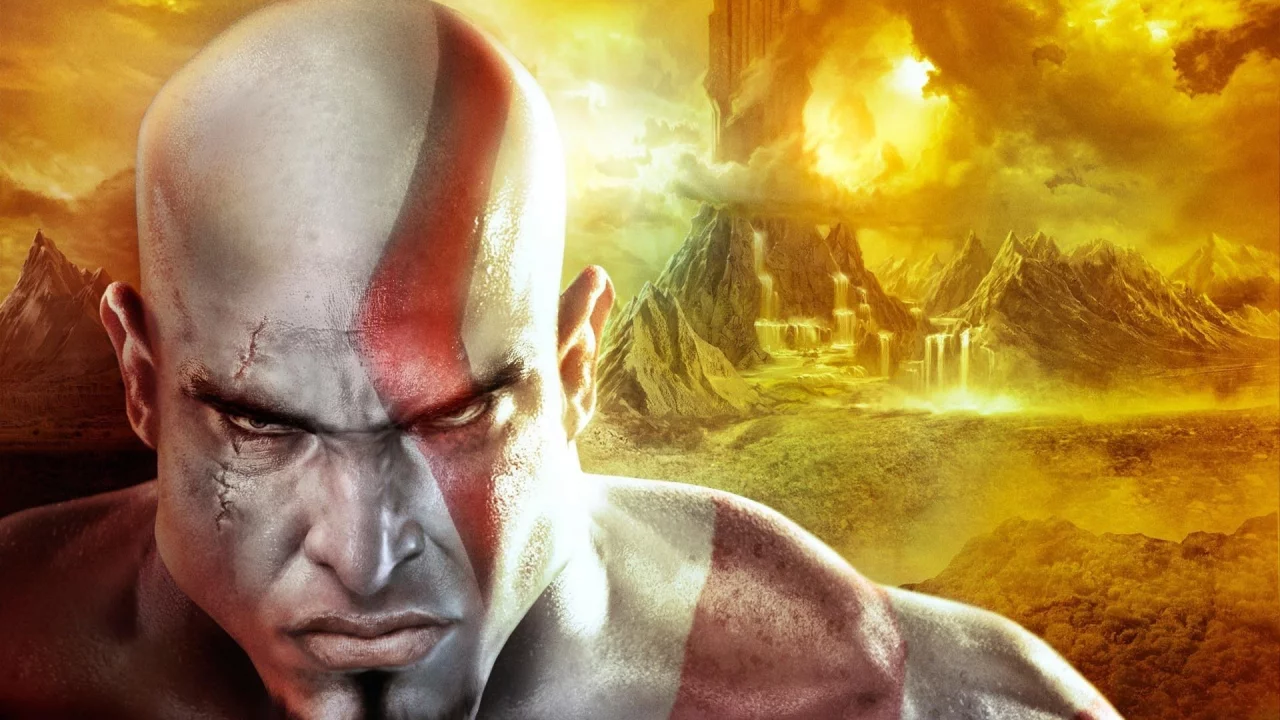 воин, глаза, взгляд, лысый, игра, god of war