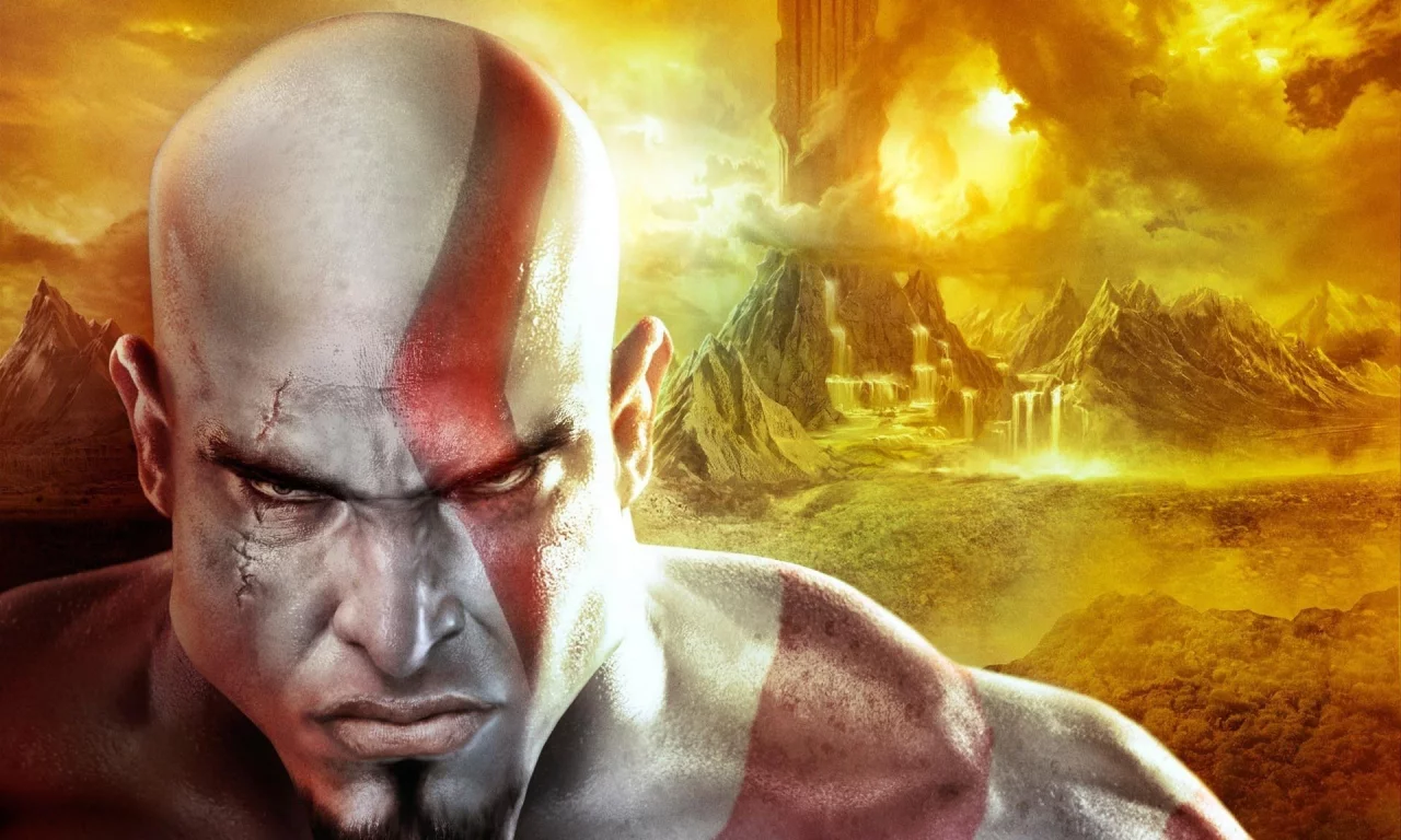 воин, глаза, взгляд, лысый, игра, god of war