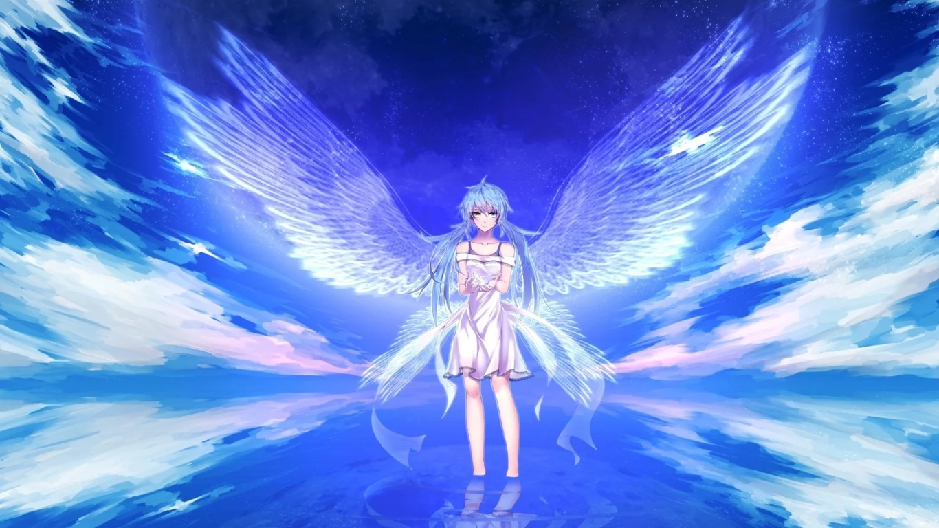 крылья, hatsune miku, вокалоид, вода