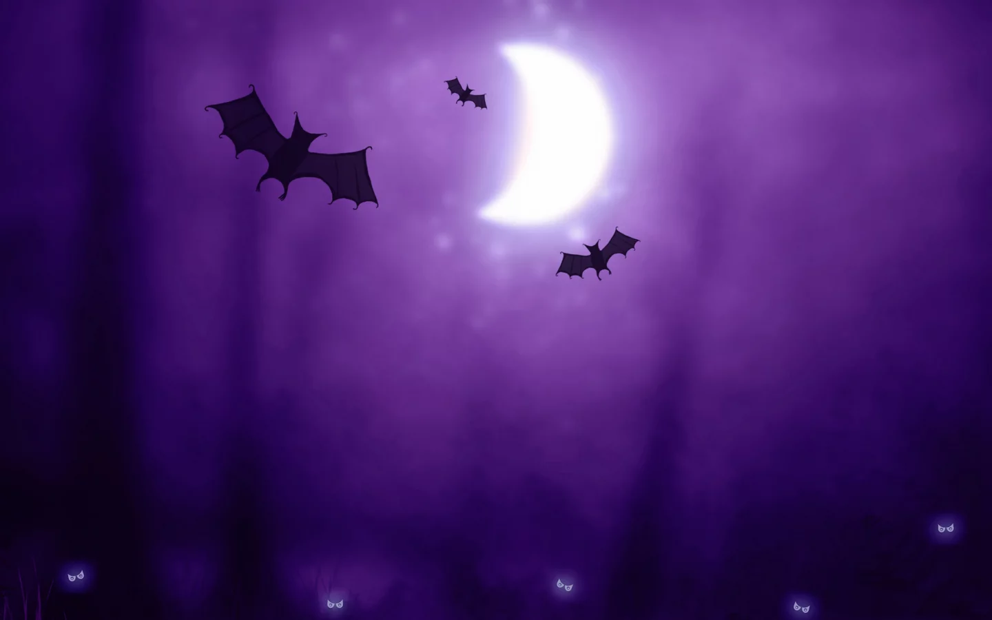 halloween, луна, существа, летучие мыши