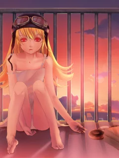 взгляд, девушка, nou, oshino shinobu, art