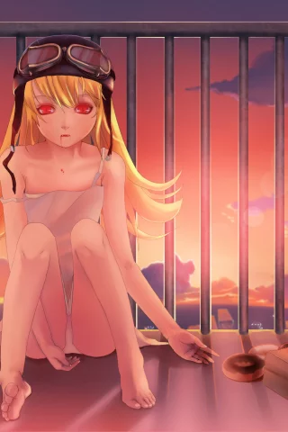 взгляд, девушка, nou, oshino shinobu, art