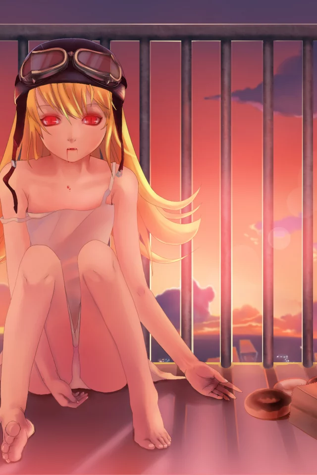 взгляд, девушка, nou, oshino shinobu, art