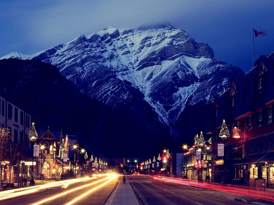 banff, банф, гора, canada, канада, сумерки
