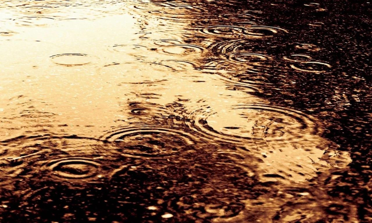 круги, вода, дождь, разводы, капли