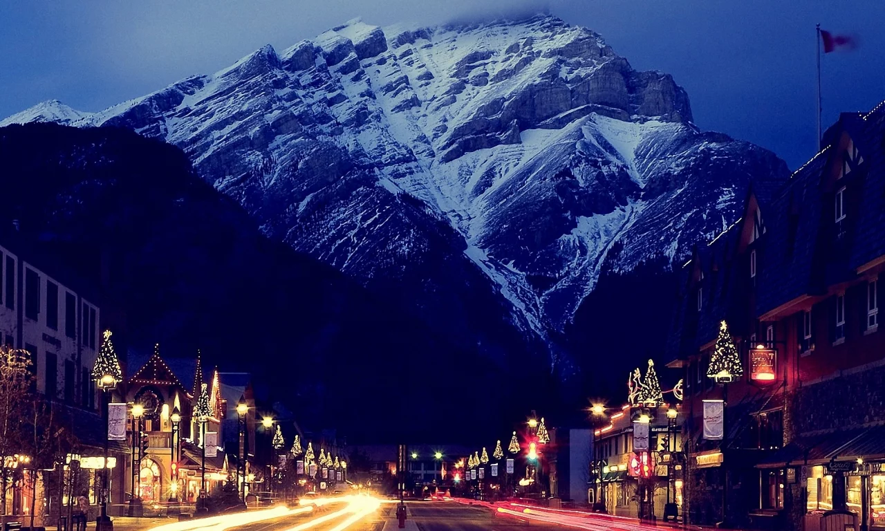 banff, банф, гора, canada, канада, сумерки