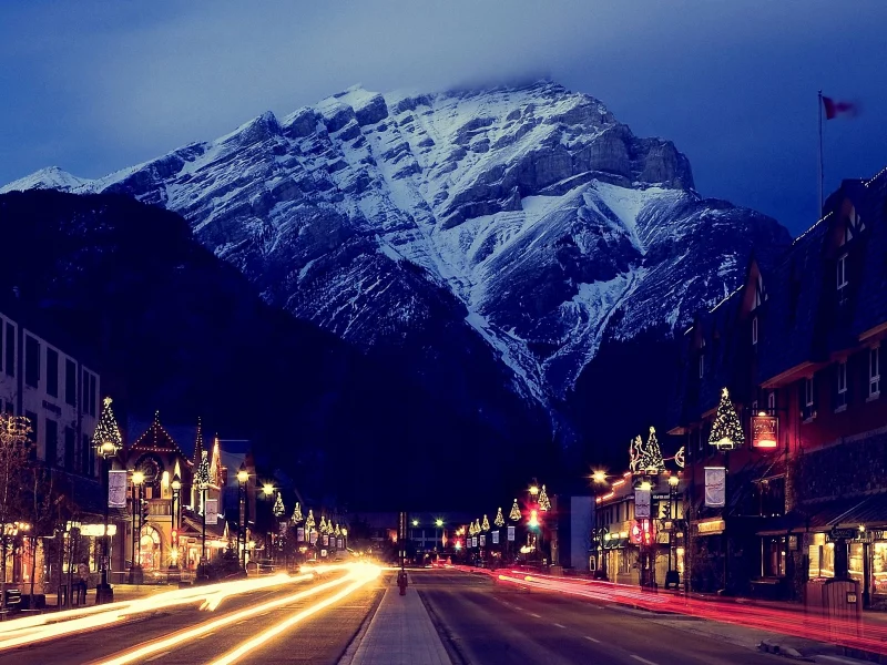 banff, банф, гора, canada, канада, сумерки