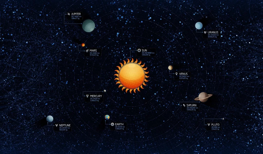 Солнечная система, planets, Земля, Солнце, data, Earth, Solar System, планеты, Sun, данные