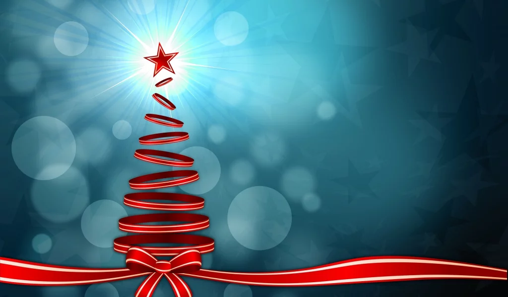 елка, ленты, боке, bokeh, ribbons, blue, синий, красный, red, Christmas tree