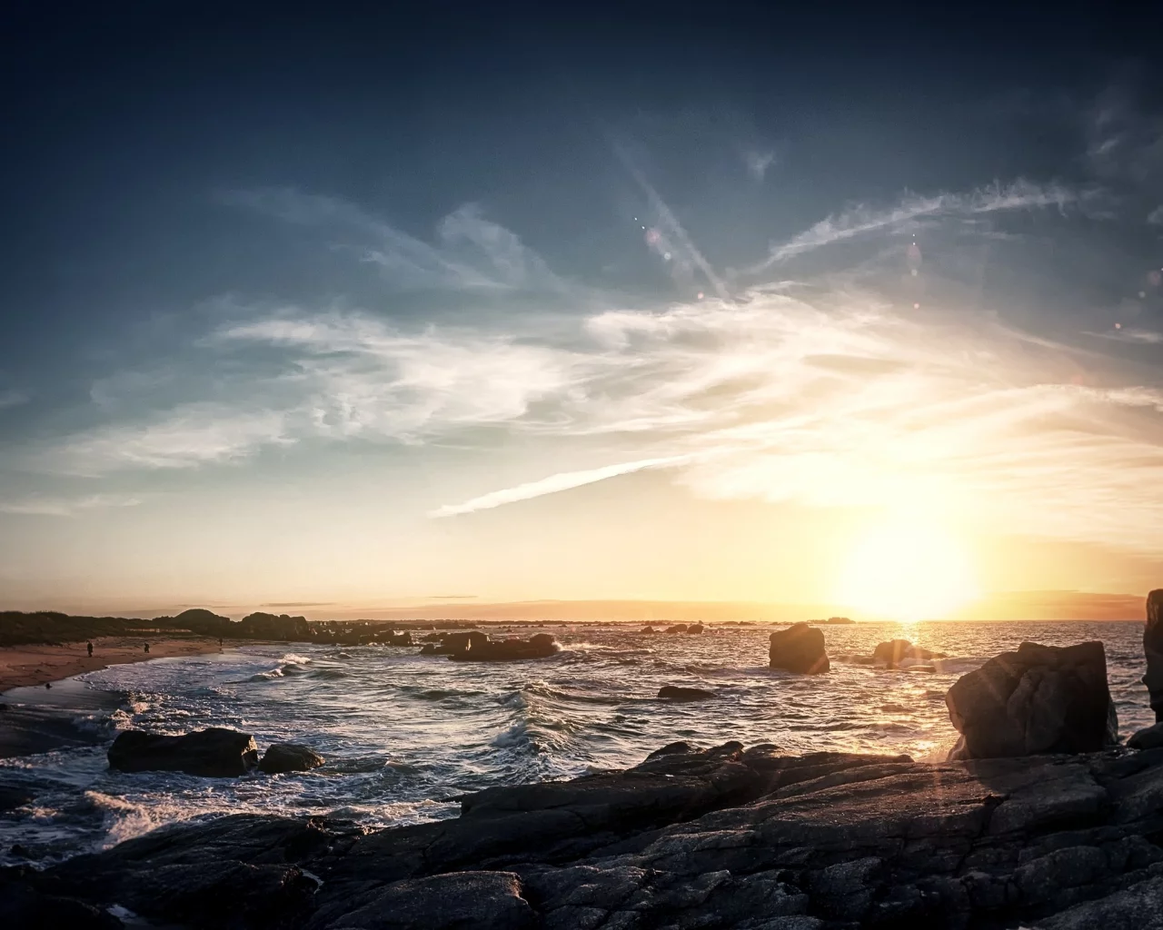 пляж, закат, nature, beach, sunset, природа