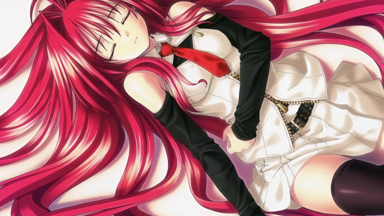 аниме девушки, рыжие, anime girls, лежа, lying down, redheads