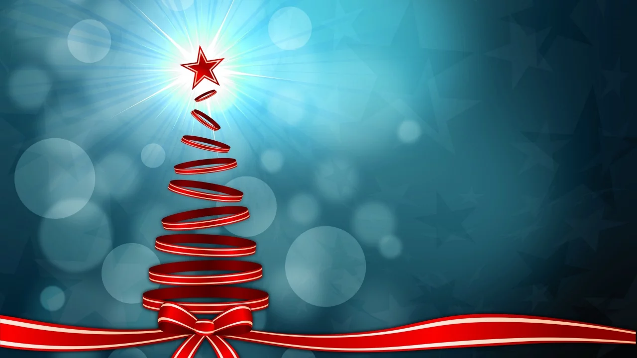 елка, ленты, боке, bokeh, ribbons, blue, синий, красный, red, Christmas tree