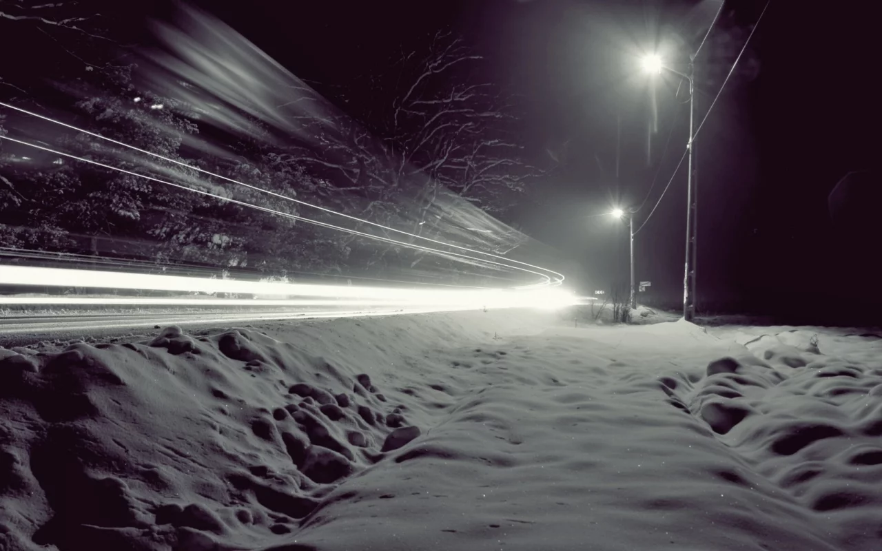 ночь, wind, snow, зимних дорог, снег, огни, winter roads, lights, ветра, night