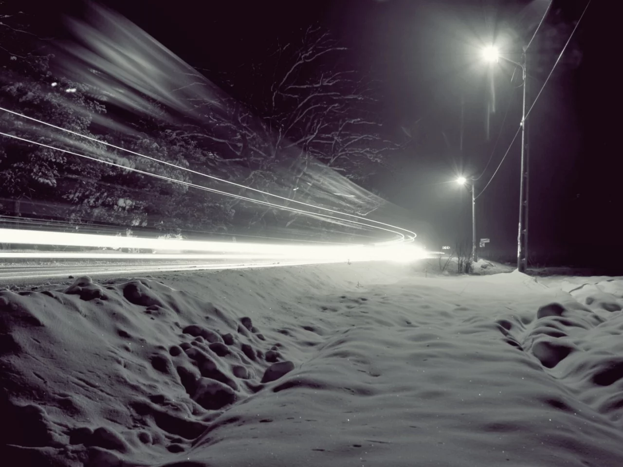 ночь, wind, snow, зимних дорог, снег, огни, winter roads, lights, ветра, night