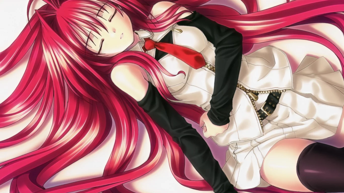 аниме девушки, рыжие, anime girls, лежа, lying down, redheads