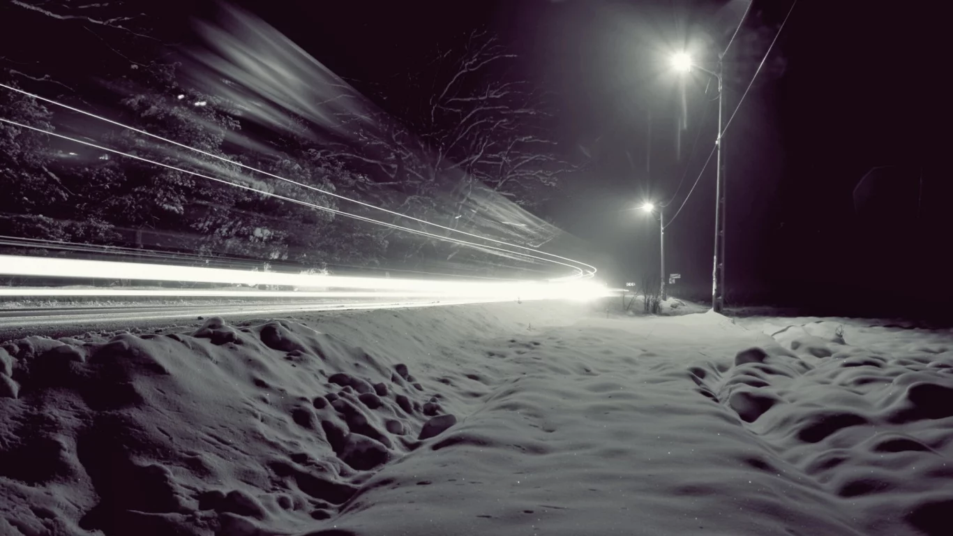 ночь, wind, snow, зимних дорог, снег, огни, winter roads, lights, ветра, night