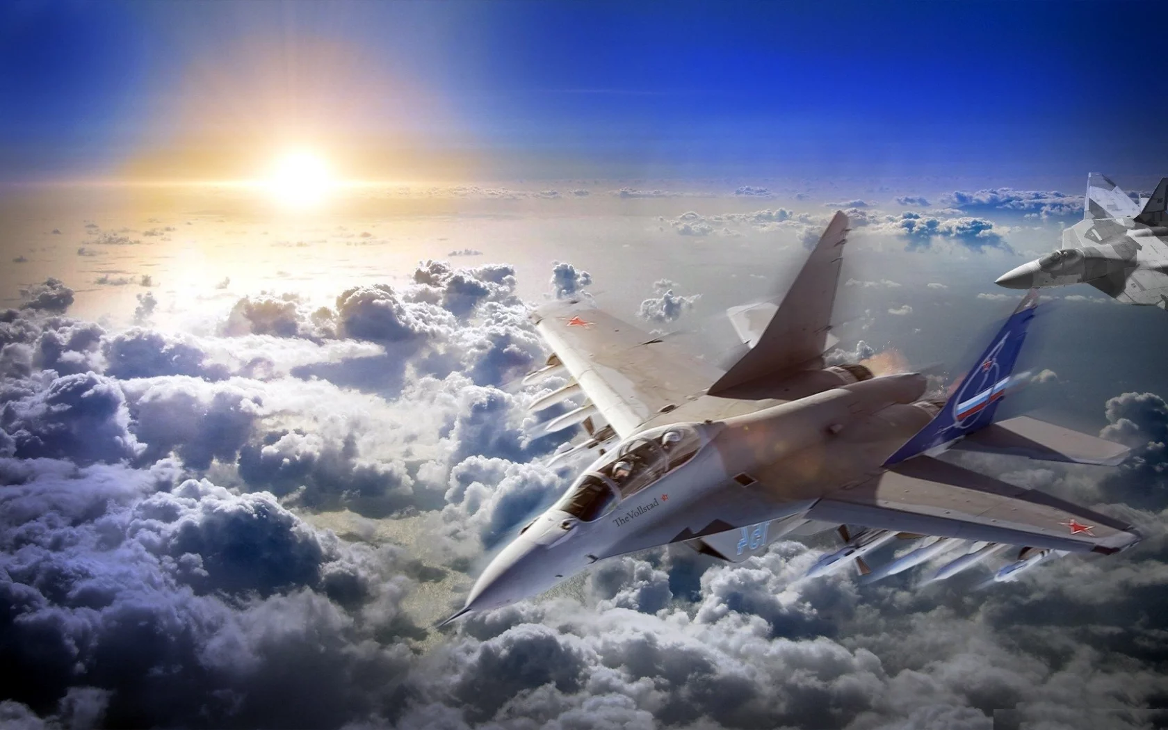 army, clouds, dogfight, altitude, skies, Jet plane, 