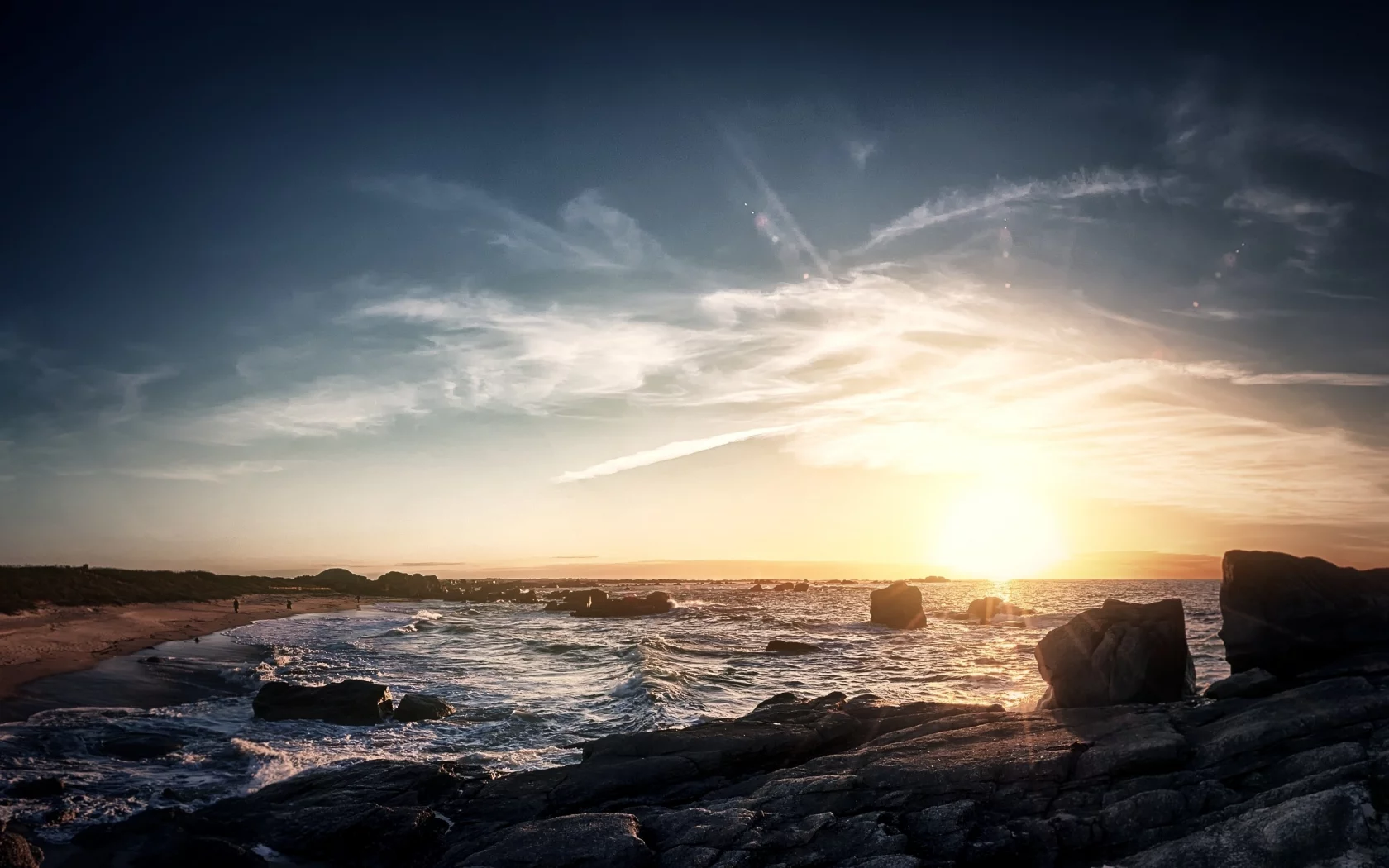 пляж, закат, nature, beach, sunset, природа
