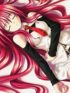 аниме девушки, рыжие, anime girls, лежа, lying down, redheads