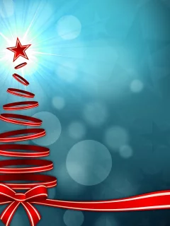 елка, ленты, боке, bokeh, ribbons, blue, синий, красный, red, Christmas tree