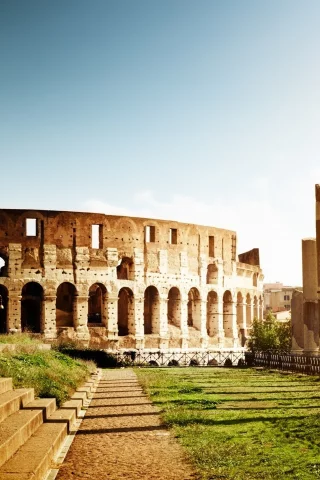 grass, Италия, trees, трава, деревья, Italy, Колизей, nature, architecture, природа, Colosseum, Rome, архитектура, Рим