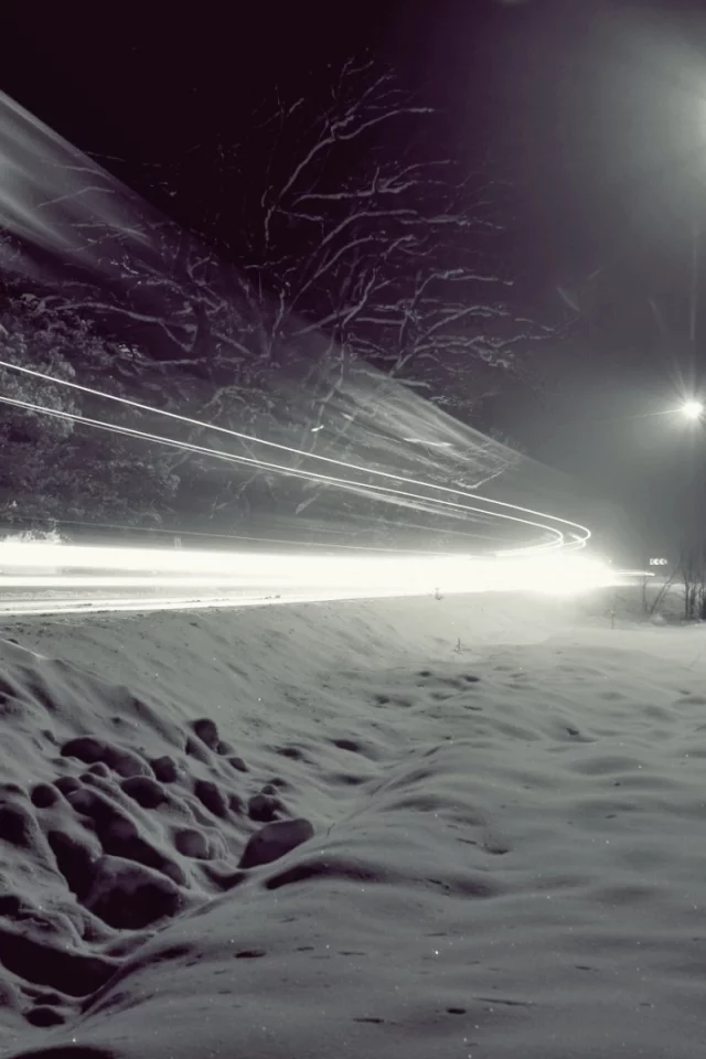 ночь, wind, snow, зимних дорог, снег, огни, winter roads, lights, ветра, night