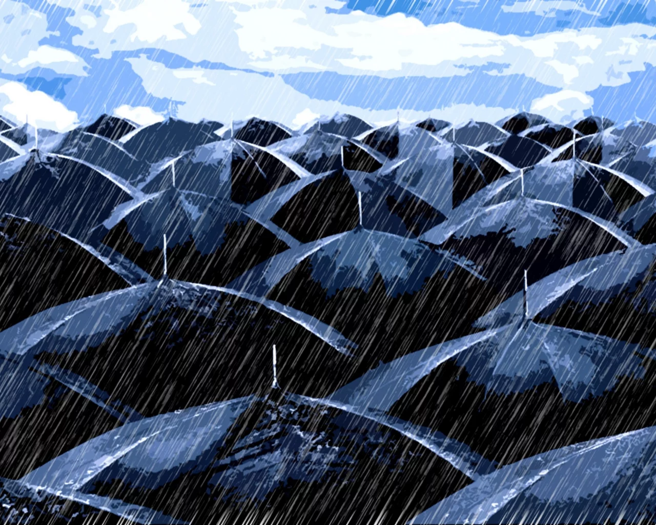 зонты, artwork, umbrellas, произведения искусства, rain, Дождь