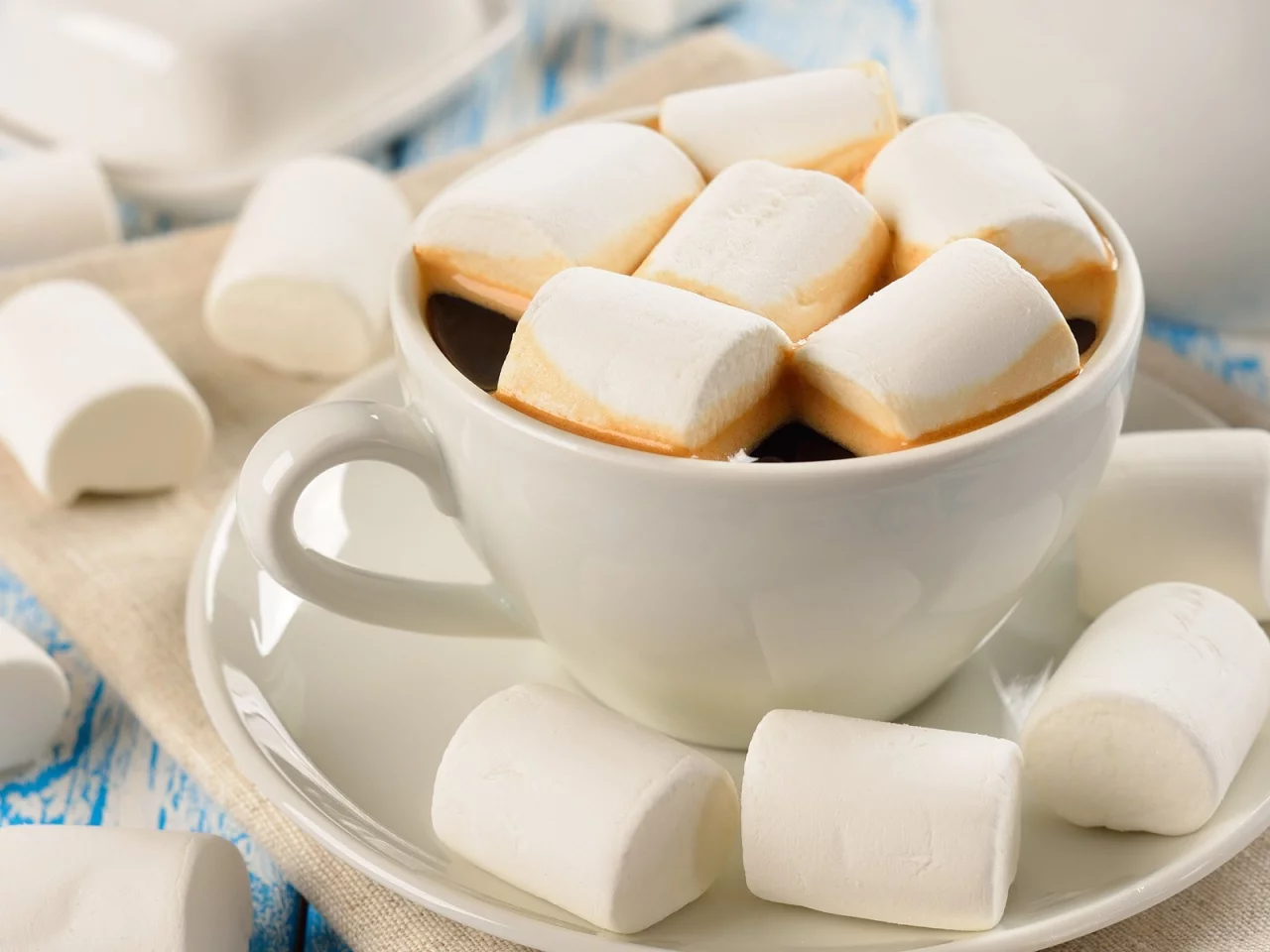 , cups, marshmallow