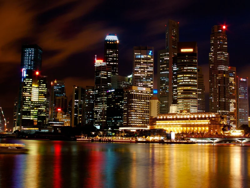 Ночь, city lights, night, cities, skies, небо, огни города, города